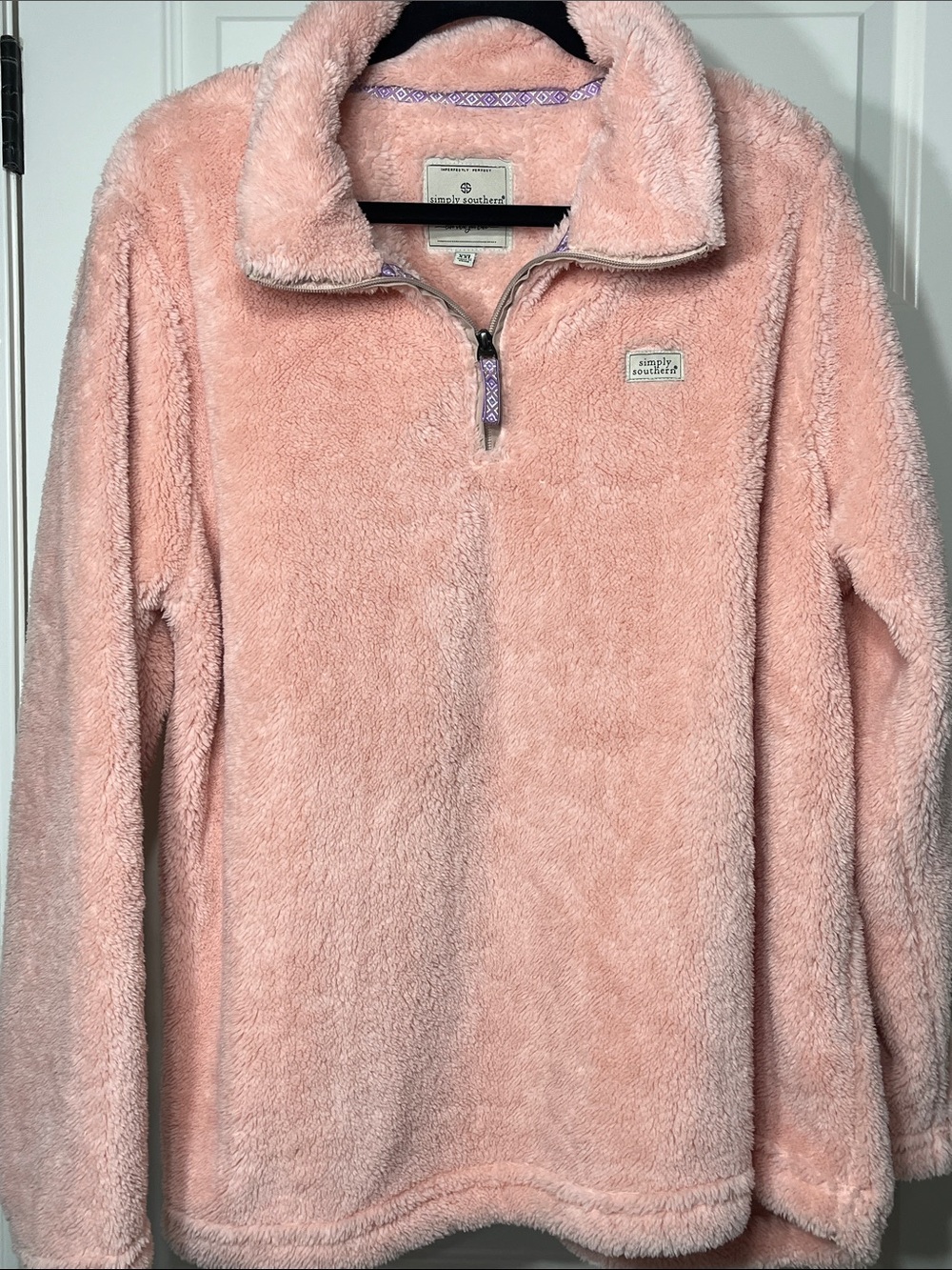 Simply Southern Pink Sherpa Quarter Zip Pullover XXL Cozy Fleece